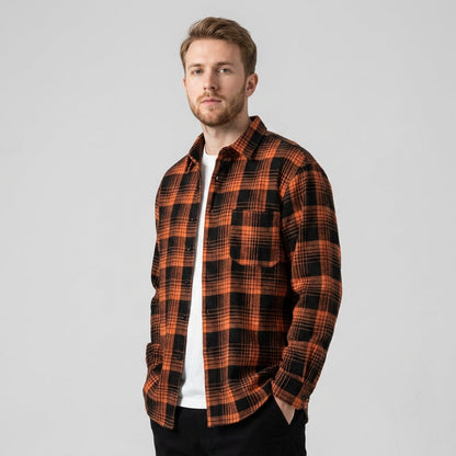Surchemise à carreaux style urbain pour homme - orange