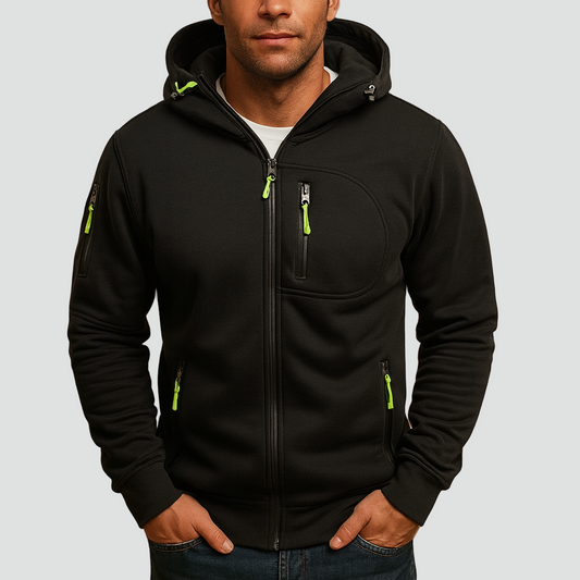 Hoodie homme zippé à capuche - noir