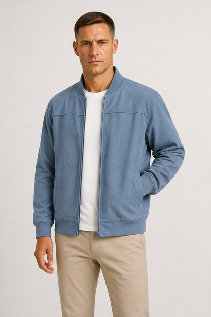 Blouson bomber homme coupe slim - bleu clair