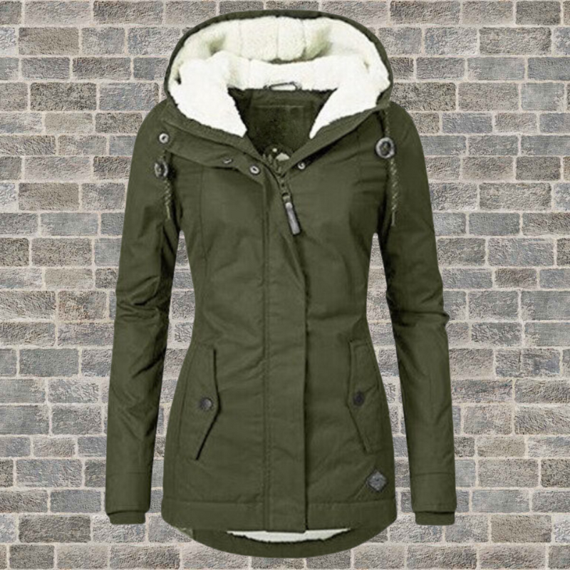 Parka femme doublée polaire d'hiver - vert d'olive