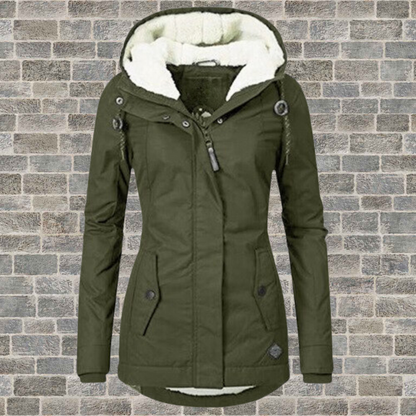 Parka femme doublée polaire d'hiver - vert d'olive