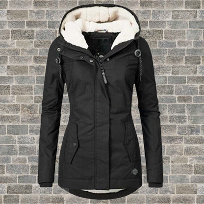 Parka femme doublée polaire d'hiver - noir