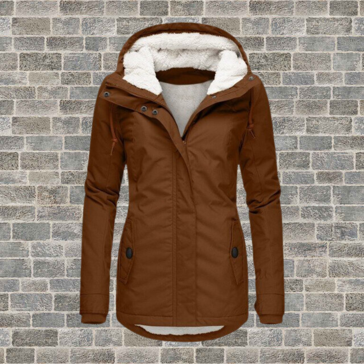 Parka femme doublée polaire d'hiver - marron