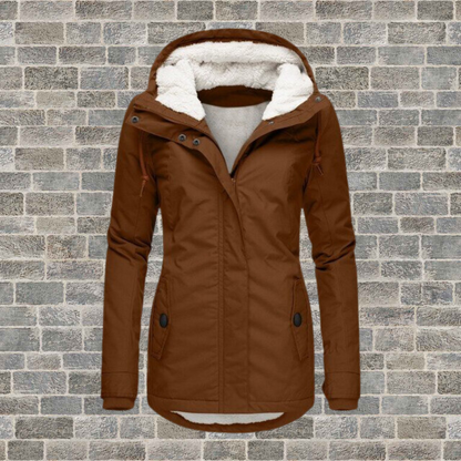 Parka femme doublée polaire d'hiver - marron