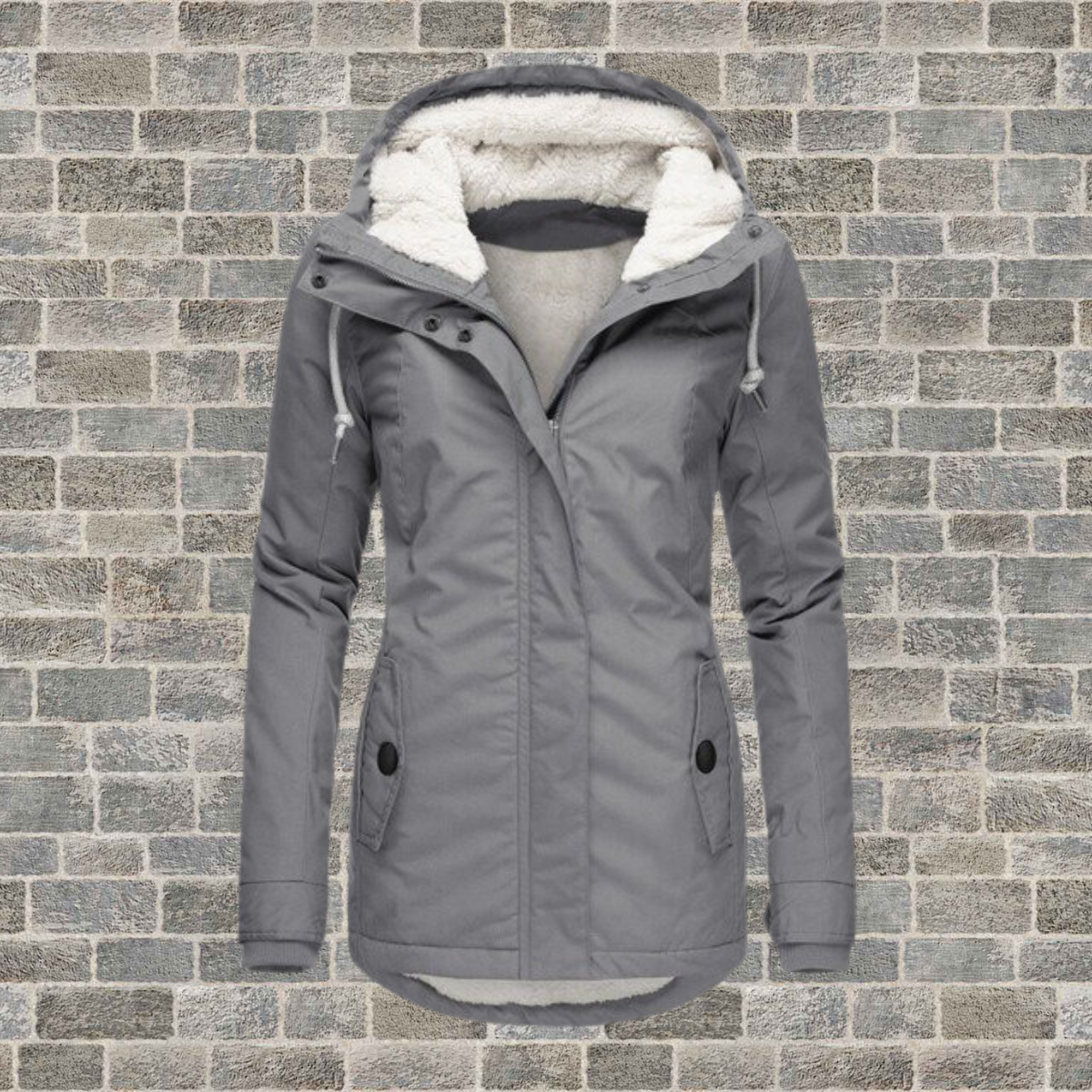Parka femme doublée polaire d'hiver - gris