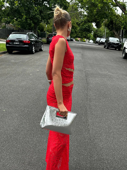 Ensemble 2 pièces coordonné femme, rouge ou noir
