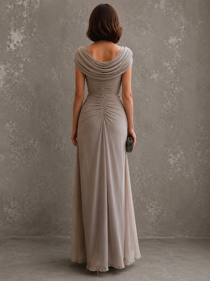 Robe longue drapée sans manches pour femme en coloris