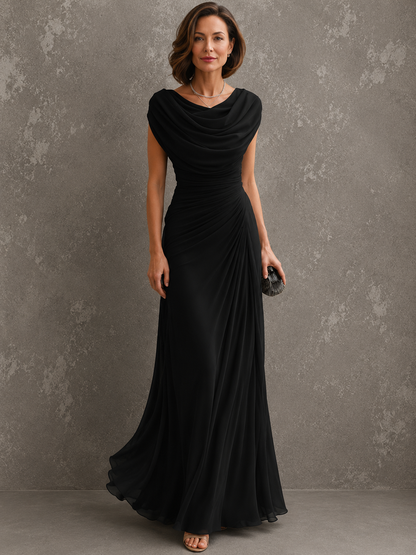 Robe longue drapée sans manches pour femme en coloris