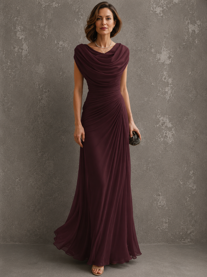 Robe longue drapée sans manches pour femme en coloris