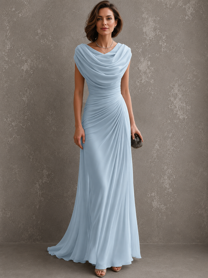 Robe longue drapée sans manches pour femme en coloris