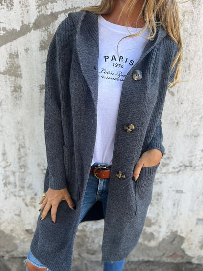 Eléa | Cardigan femme long à capuche