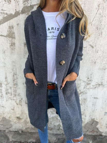 Eléa | Cardigan femme long à capuche