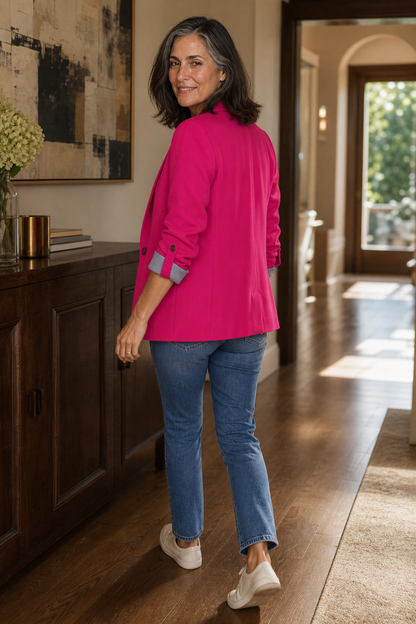 Blazer cardigan femme à revers structuré