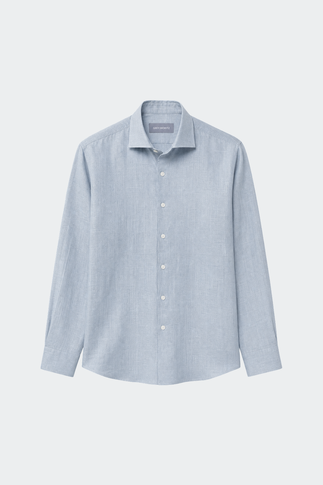 Chemise en lin décontractée col italien pour homme - bleu clair