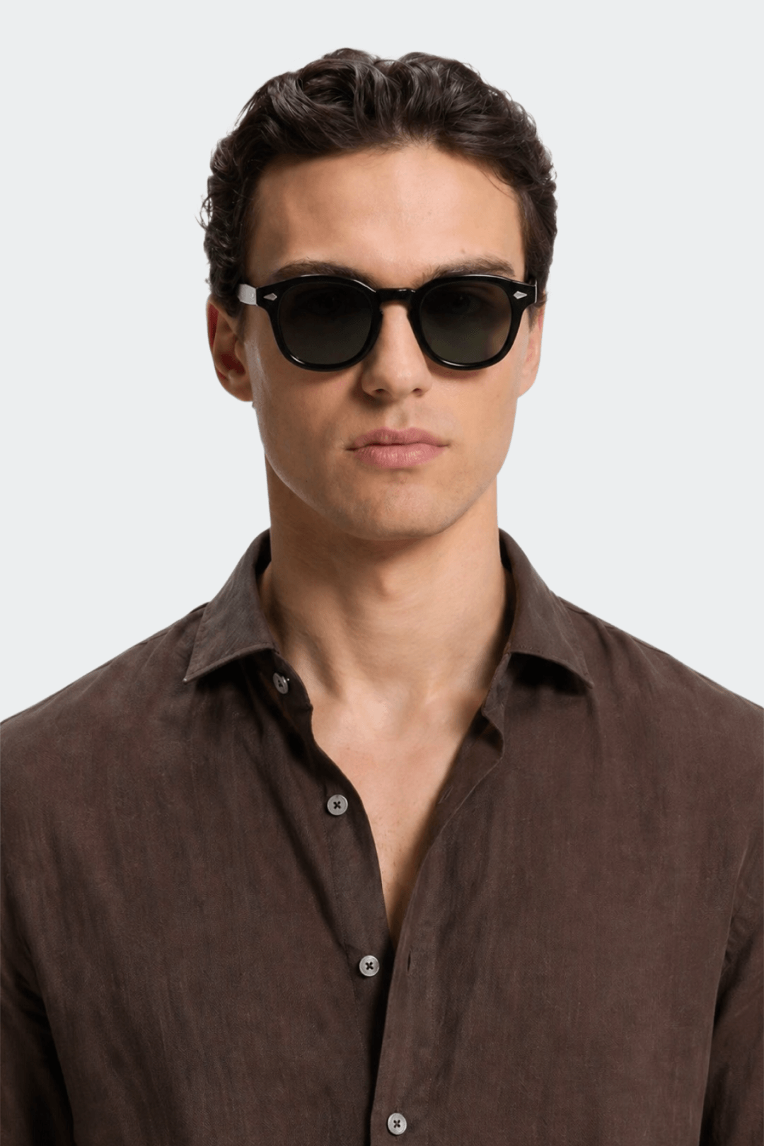 Chemise en lin décontractée col italien pour homme