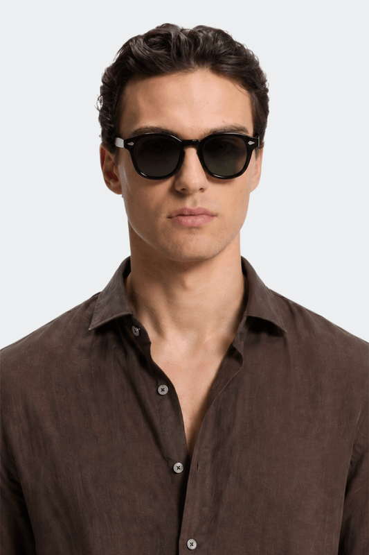 Chemise en lin décontractée col italien pour homme