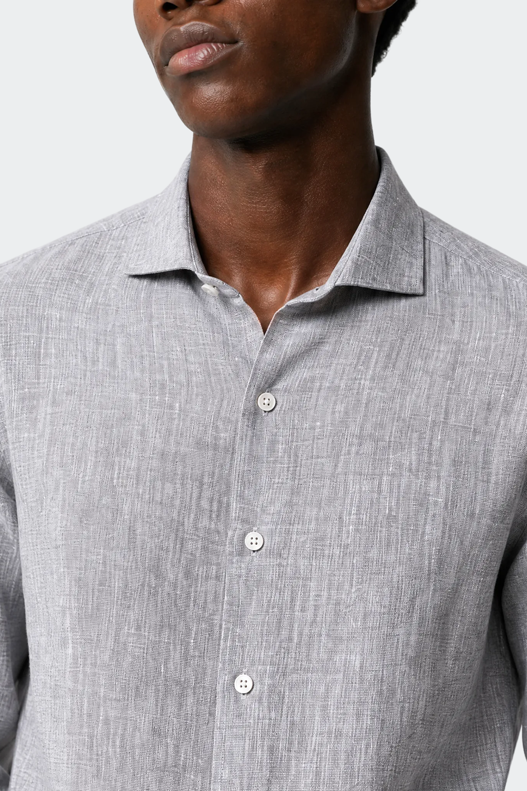 Chemise en lin décontractée col italien pour homme