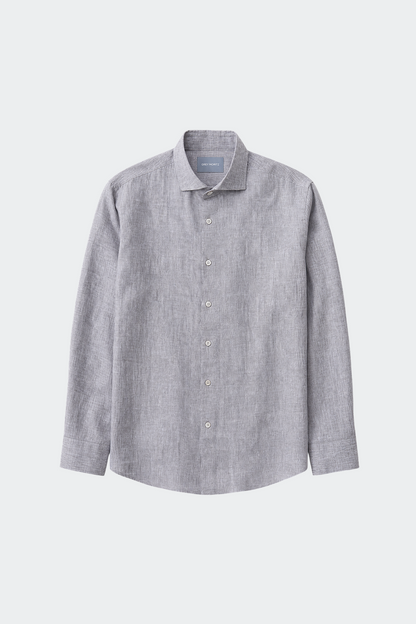 Chemise en lin décontractée col italien pour homme - rouge de bourgogne