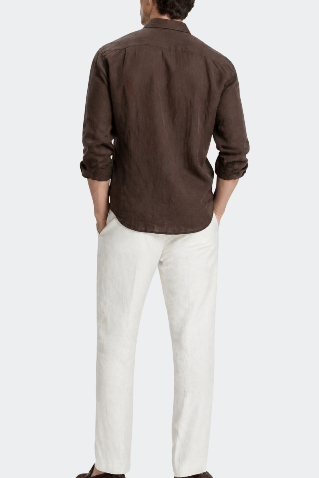 Chemise en lin décontractée col italien pour homme