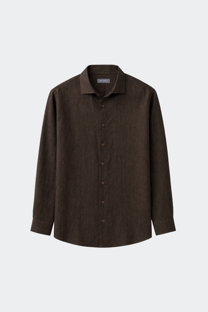 Chemise en lin décontractée col italien pour homme