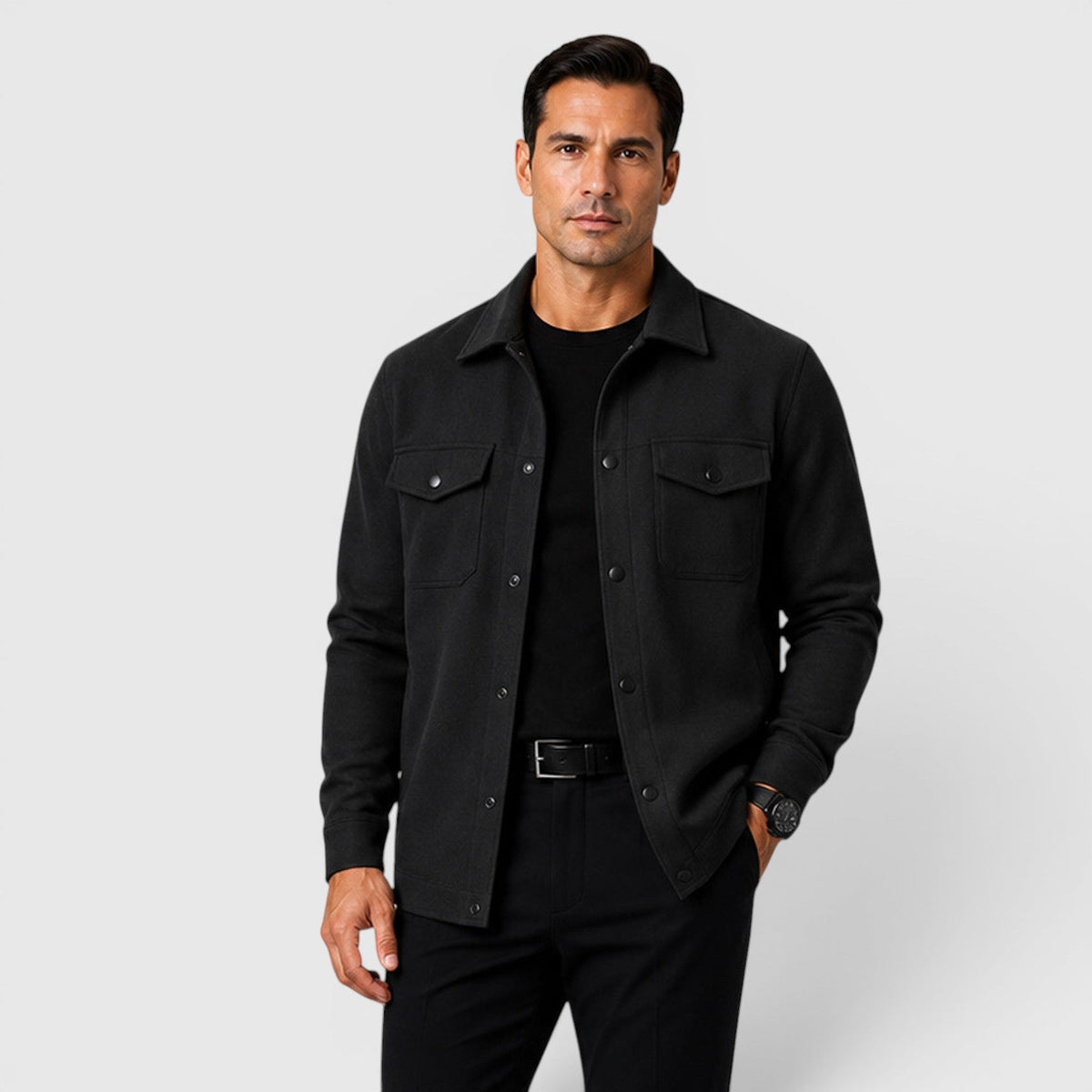 Surchemise homme à manches longues - noir