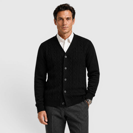 Cardigan homme boutonné en maille - noir