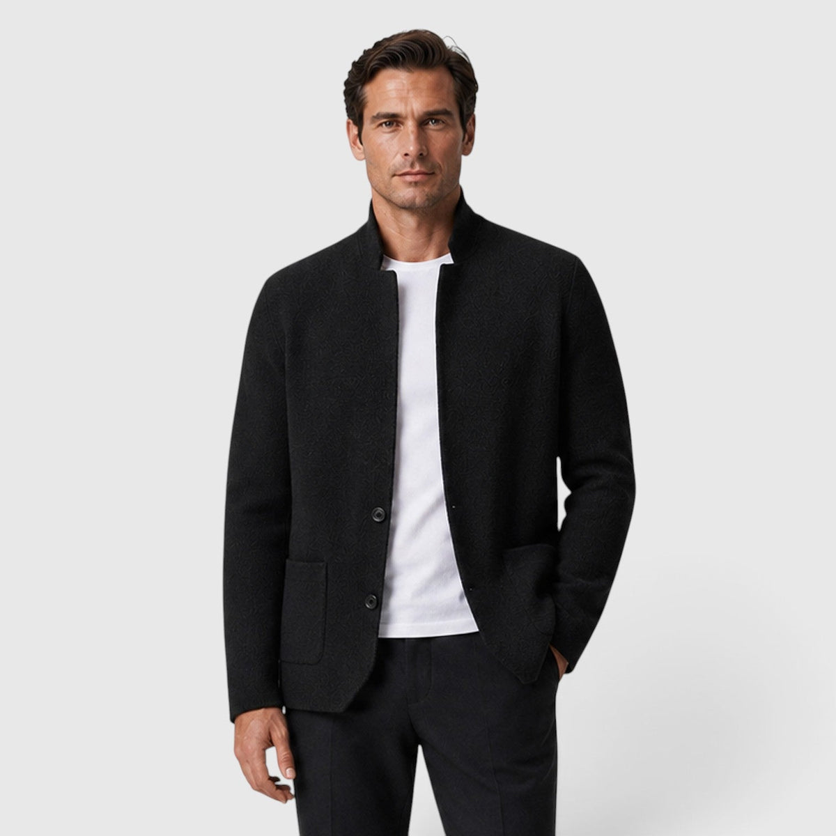 Cardigan homme en maille boutonné - noir