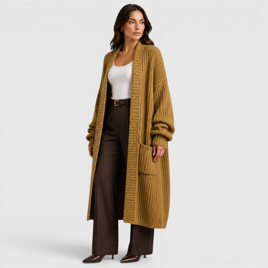 Gilet long femme en maille
