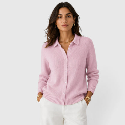 Cardigan femme en maille boutonné - rose