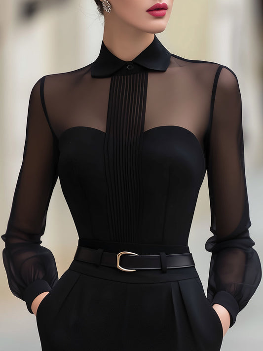 Chemise femme ample à manches longues et col chemise