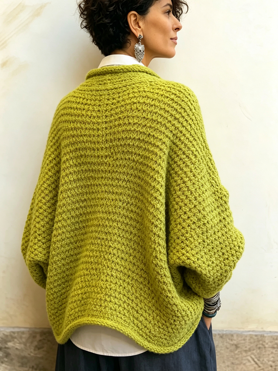 Pull femme col croisé à manches chauve-souris