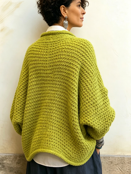 Pull femme col croisé à manches chauve-souris
