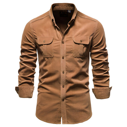 Chemise homme à manches longues et double poches