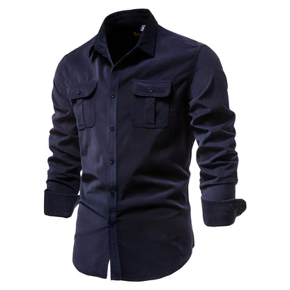 Chemise homme à manches longues et double poches