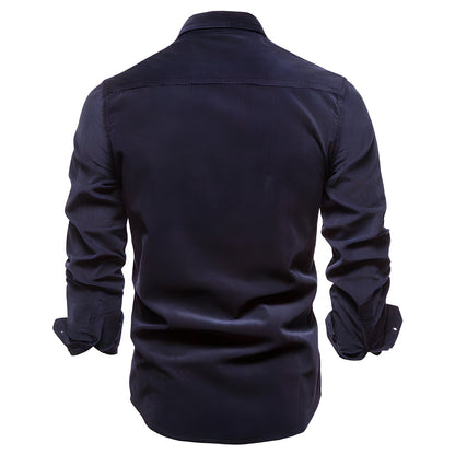 Chemise homme à manches longues et double poches