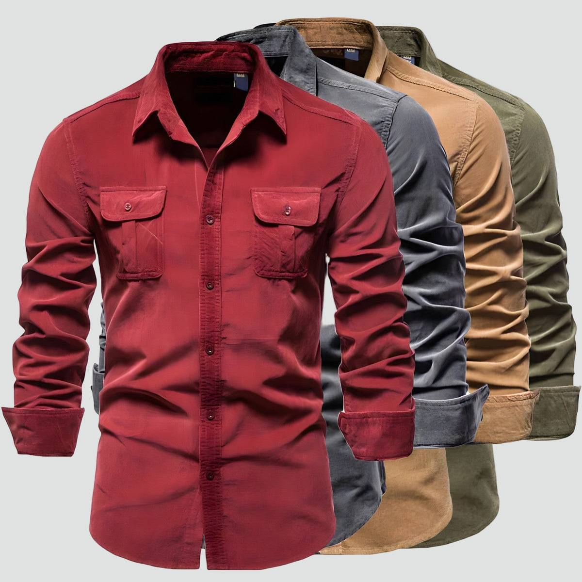 Chemise homme à manches longues et double poches