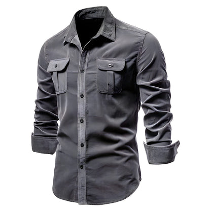 Chemise homme à manches longues et double poches - gris foncé