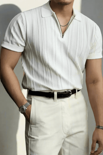 Polo homme à col ouvert - blanc