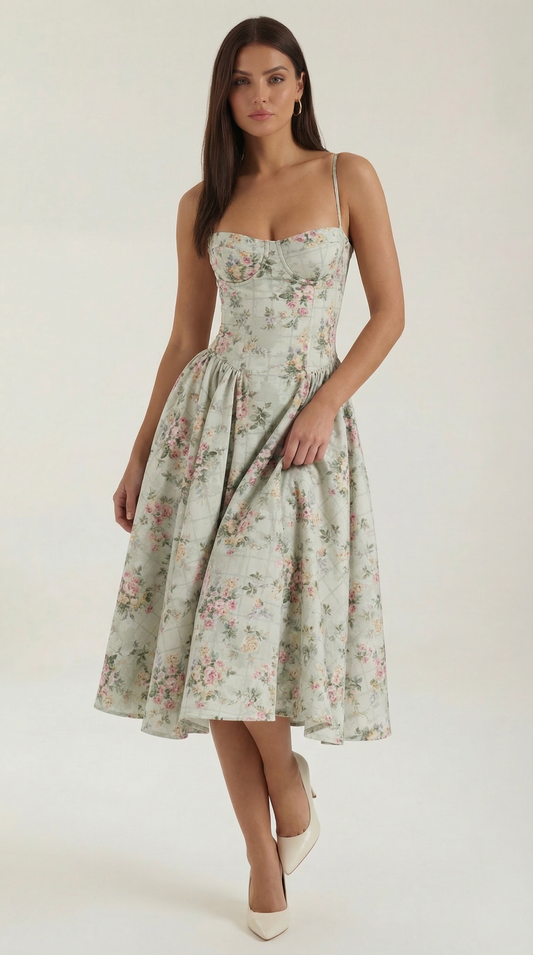 Isolde | Robe midi femme élégante style corset