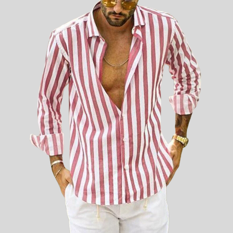 Chemise rayée pour homme - rose