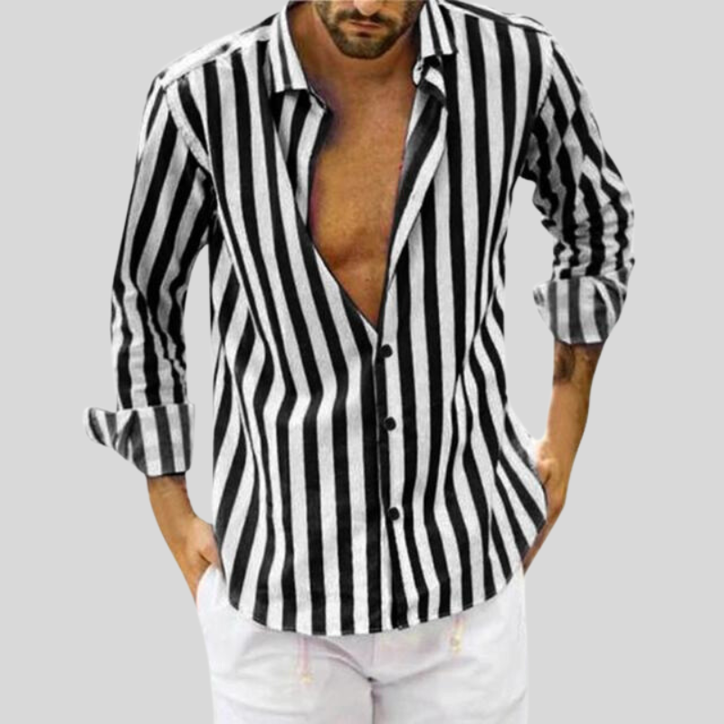 Chemise rayée pour homme - noir