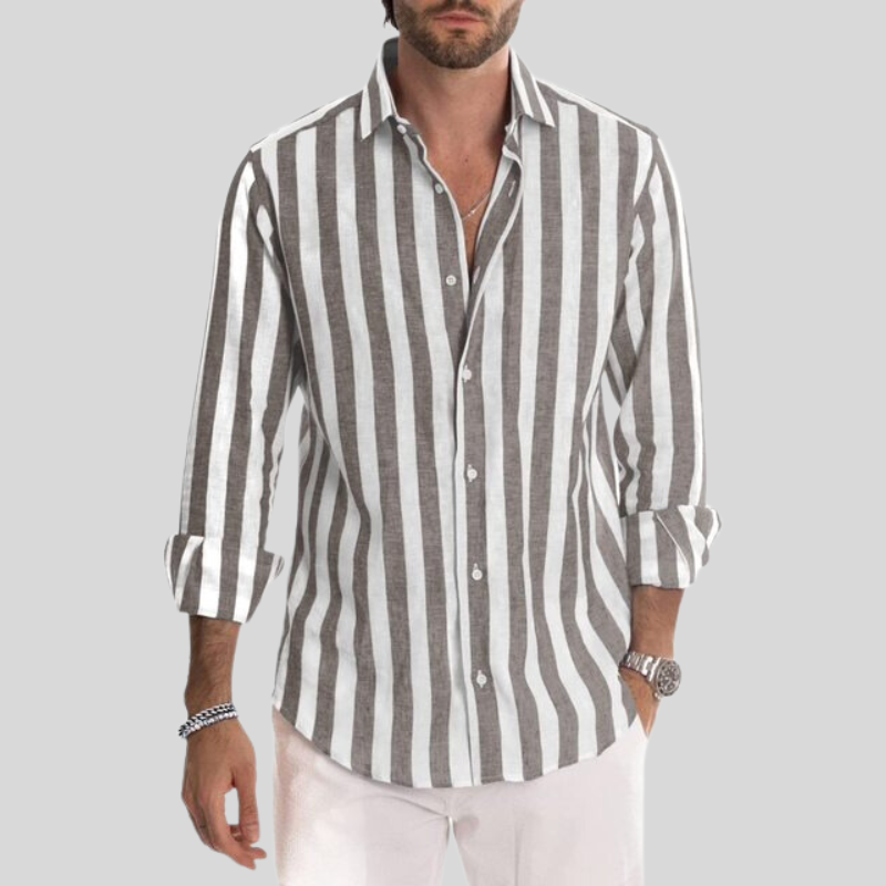 Chemise rayée pour homme - kaki