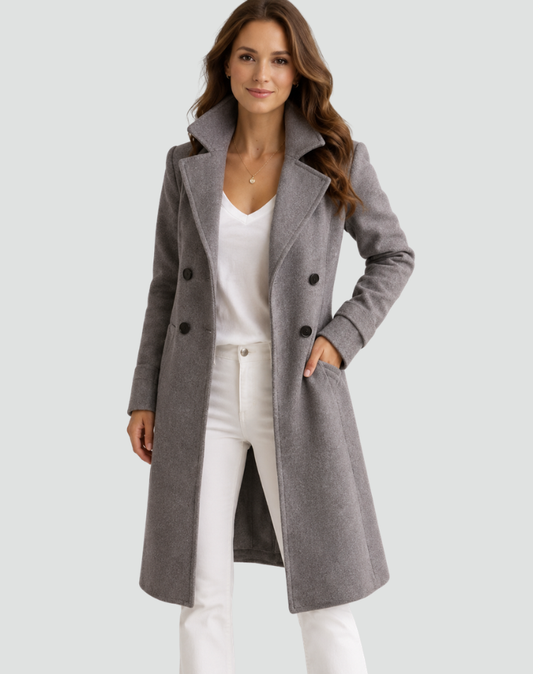 Trench mi-long femme coupe classique - gris