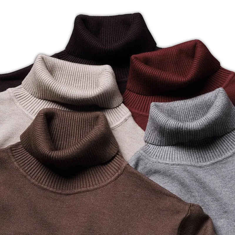 Pull homme à col roulé en maille