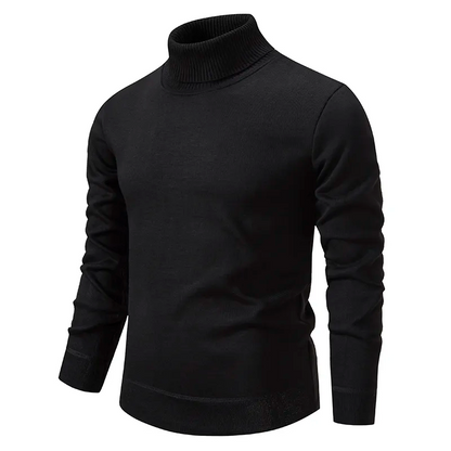 Pull homme à col roulé en maille - noir