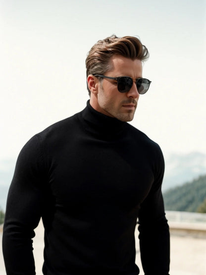 Pull homme à col roulé en maille
