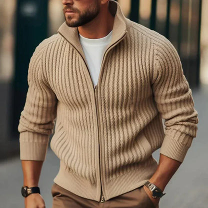 Cardigan zippé homme style thermique - beige