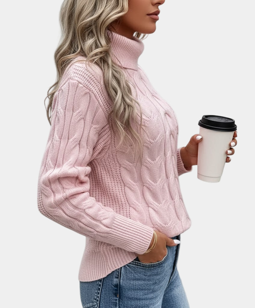 Capucine | Pull Torsadé Col Montant Élégance