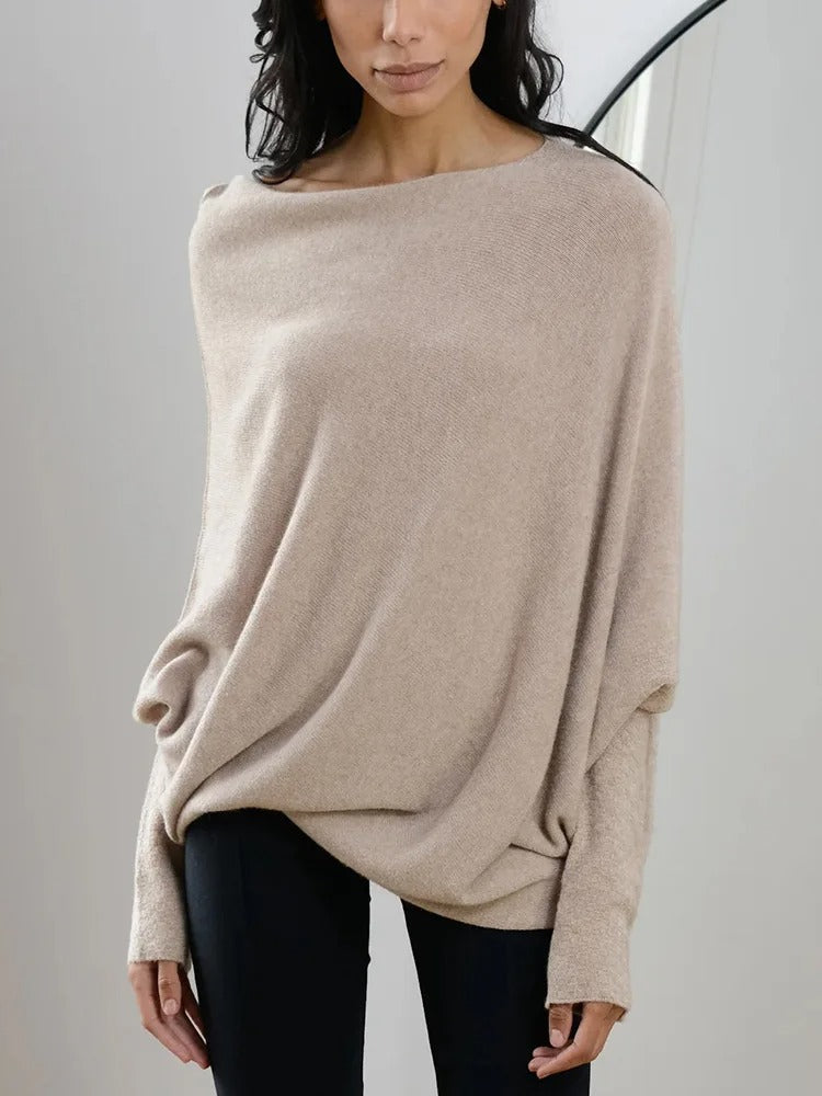 Pull femme à coupe asymétrique