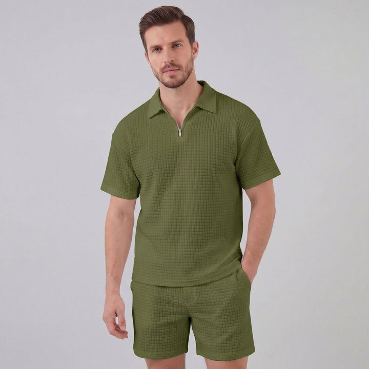 Mathieu | Ensemble Homme Été Polo Demi-Zip